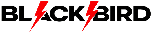 Blackbird logo with red lightning bolts on a white background